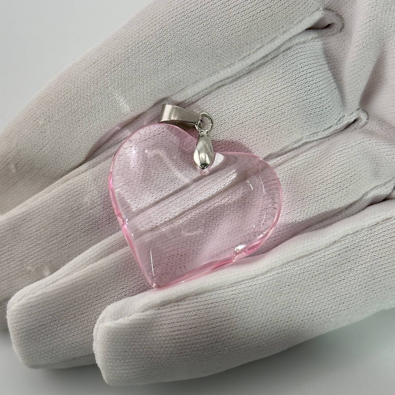 Подвеска из стекла цвет розовый размер 35мм