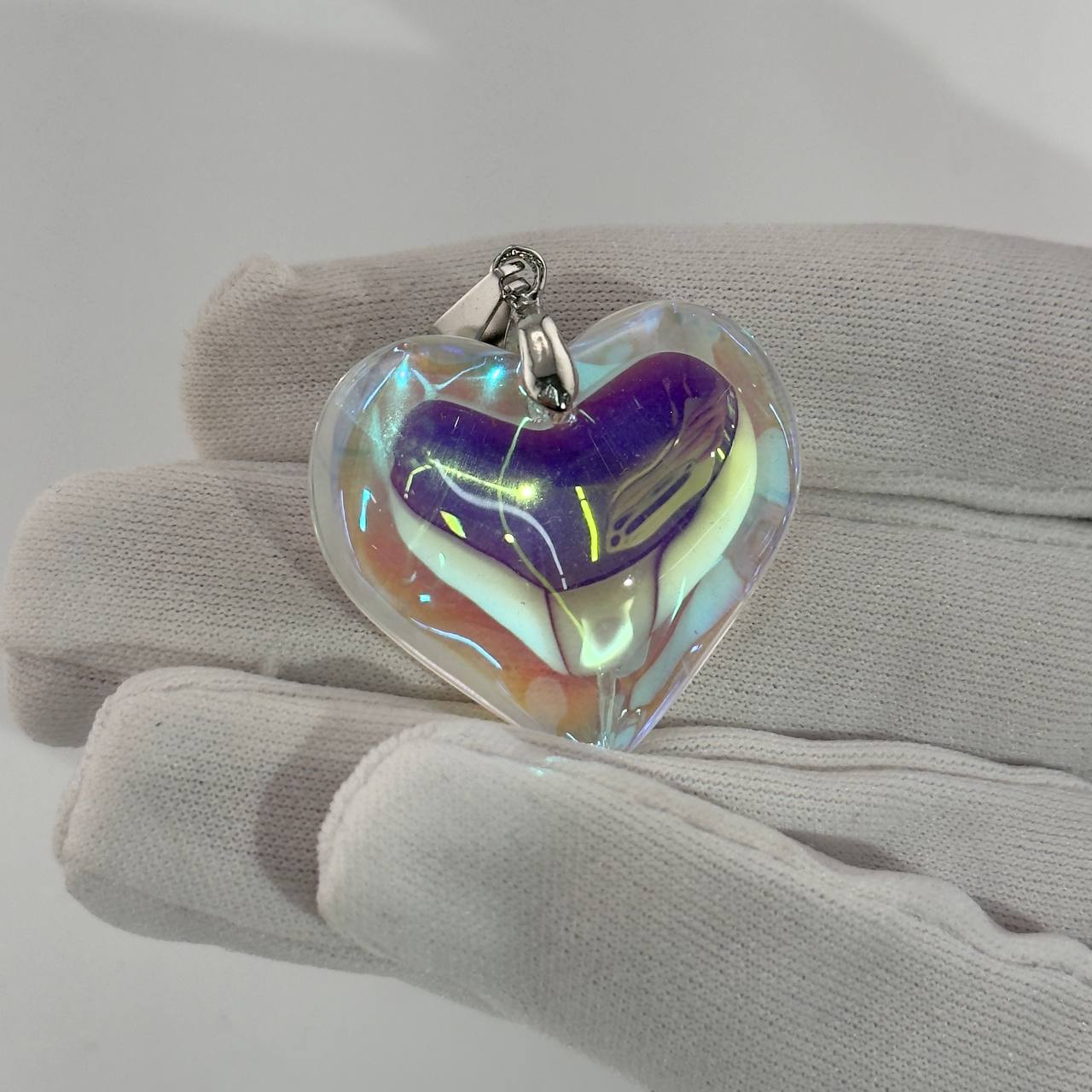 Подвеска из стекла цвет прозрачный с отливом размер 35мм